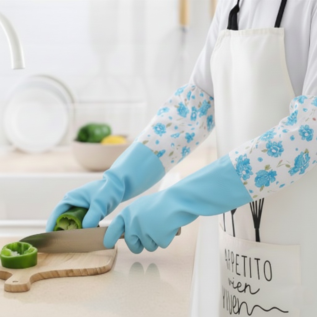 Rubber Cleaning Gloves Kitchen Dishwashing Gloves (Multi-Colors) — photo 5