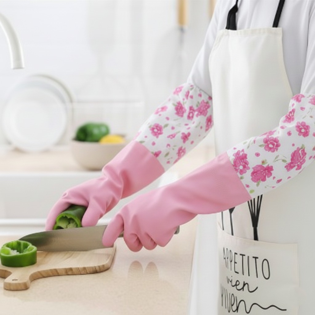 Rubber Cleaning Gloves Kitchen Dishwashing Gloves (Multi-Colors) — photo 2